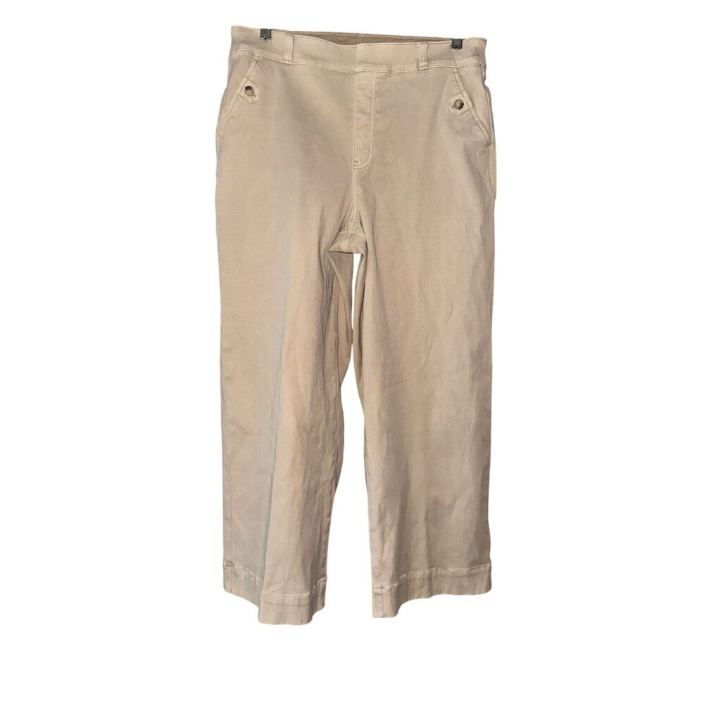SPANX xl Tan Wide-Leg Cropped Pants Button Pockets For Women